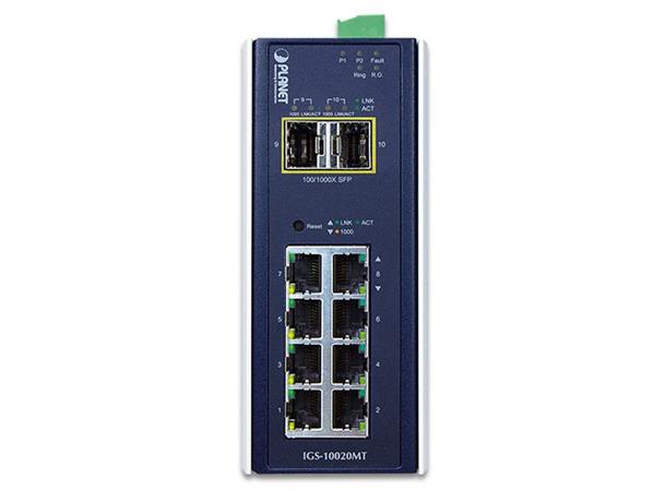 Planet Switch  8-p Gigabit 2xSFP Layer2/4 Industri IP30 DIN 
