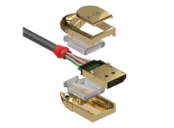 Lindy DisplayPort Kabel - 3 m Gold 8K Displayport 1.4 M/M, 32.4Gbps  Grå 