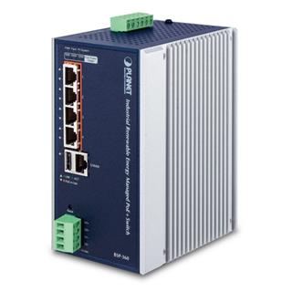 Planet Switch 5-p Gigabit 4xPoE+ L2 Industri IP30 DIN RPS B120W,DC 24v Ut
