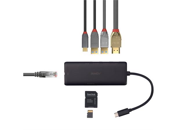 Lindy DST-Mini USB-C Docking 4K USB Docking Station 100W 