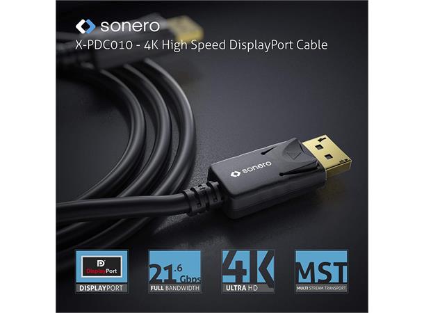 Sonero DisplayPort Kabel - 1 m 4K@60Hz DP1.2v Sort 
