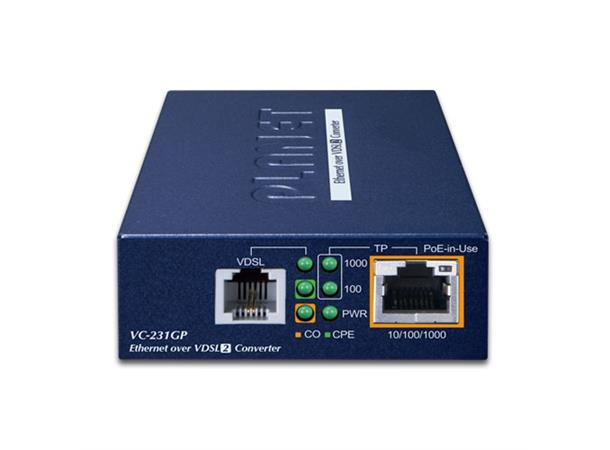Planet Konverter Ethernet - POE+ VDSL2 1-P 10/100/1000T Ethernet to VDSL2  30a 