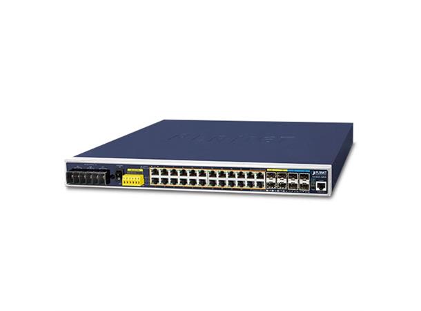 Planet Industri Switch 24-p PoE L3 24p, 802.3at PoE, +4P 10G SFP 