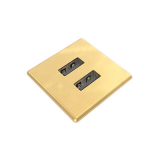 FF PM31 MICRO Kvadrat - 2x USB 30x30mm Total 5v, 2000 mA Messing Metall