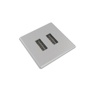 FF PM31 MICRO Kvadrat - 2x USB 30x30mm, Total 5v, 2000 mA, Sølv