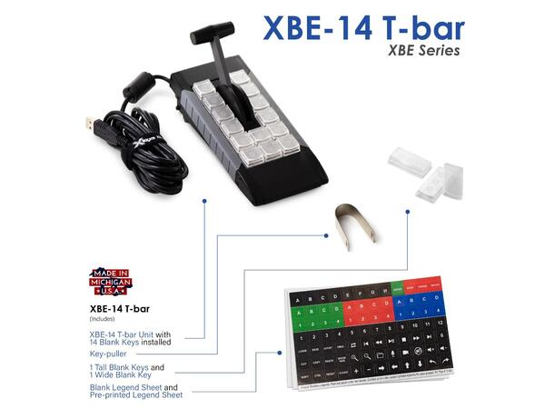 X-Keys XKE-14 Jog T-bar USB Keyboard 14 Programmerbare taster m. T-bar fader 
