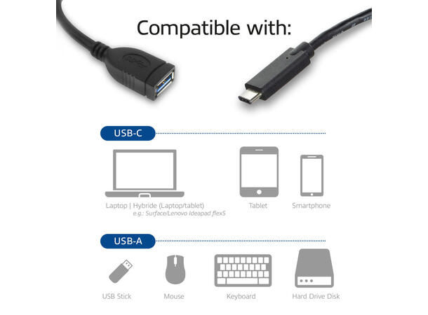 ACT Pigtail Adapter USB C > USB A USB 3.2 Gen 1 5Gbps 
