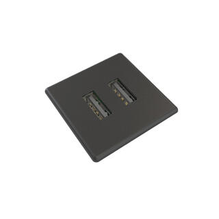FF PM31 MICRO Kvadrat- 2x USB 30x30mm,  Total 5v, 2000 mA, Sort