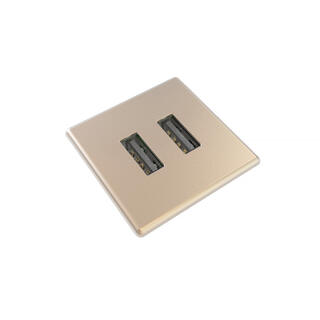 FF PM31 MICRO Kvadrat - 2x USB 30x30 mm, Total 5v, 2000 mA, Messing