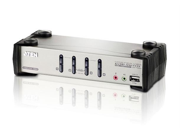 Aten KVM Switch 4-Port VGA VGA USB2 PS2 Audio 4xKabel OSD 