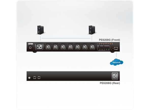 Aten PDU 8-port 20A/16A eco PDU Metered & Switched 1U 