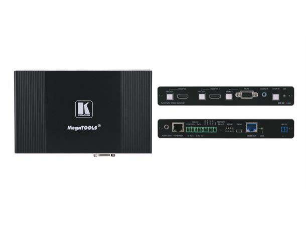 Kramer Switch 2xHDMI 1xVGA Auto HDBT 10Gbps Step-In IP RS232 A-De/Embed 