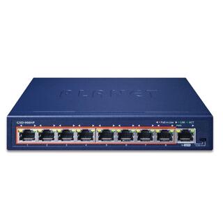 Planet Switch  9-p Gigabit 8xPoE Desktop B120W - Vifteløs