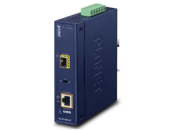 Planet Konverter 1000TX - SFP PoE+ 10/1000TX - miniGBIC IP30 DIN -40 - 75C 