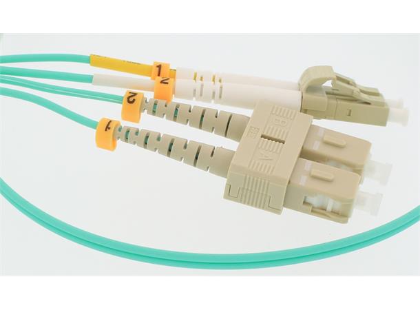 Fiberpatch 50/125 LC-SC -  0,5 m LSZH Multimode Duplex OM3 Aqua 