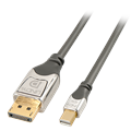 Lindy MiniDP - DP Kabel -  3,0 m Cromo 21.6 Gbps Displayport 1.2 4K Grå