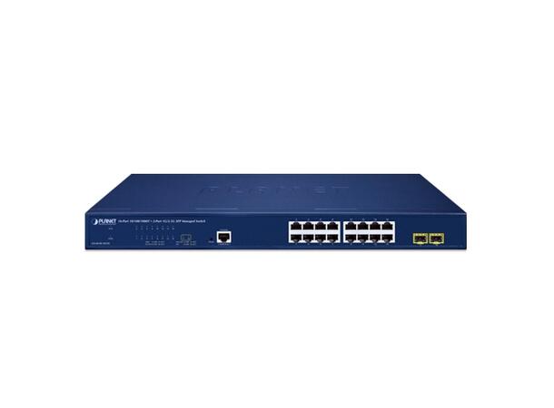 Planet Switch 16 + 2 Gigabit SFP Layer 2 Vifteløs 