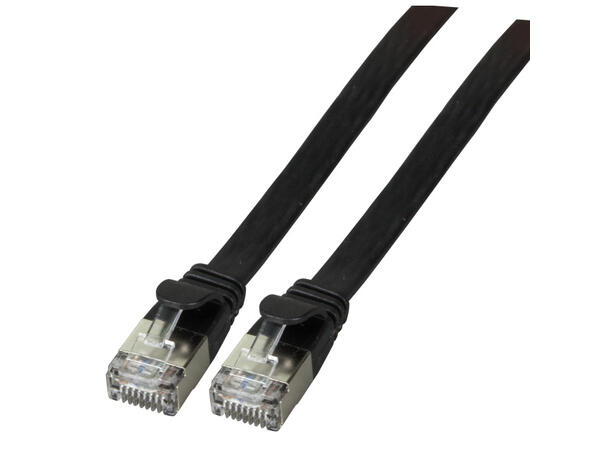 U/FTP Patch Cat.6A - 0,5 m Sort Flat Nettverkskabel, 10 Gbit 