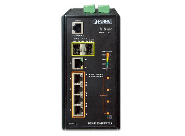 Planet Switch 4-p Gigabit 8x Ultra PoE+ 2xSFP Layer2 Industri IP30 DIN IPv6 240W 