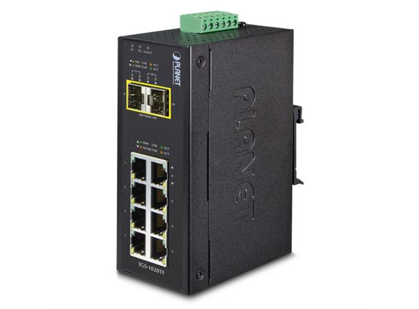 Planet Switch 8-p 10/100/1000T 2xSFP Layer2 Industri IP30 DIN RPS 