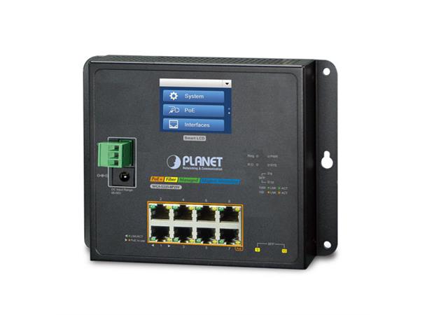 Planet Switch 8-p Gigabit 8xPoE+ 2xSFP Industri Vegg LCD Touch IPv6/IPv4 IGMP 