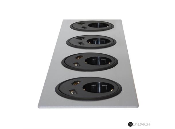 Kondator Powerdot 1xStrøm 1xHDMI 1xUSB Justerbar i 3 nivåer H89mm Sort