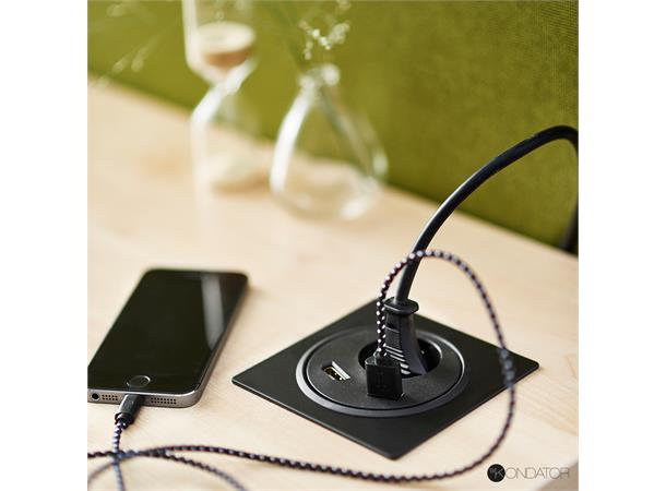 Kondator Powerdot 1xStrøm 1xHDMI 1xUSB Justerbar i 3 nivåer H89mm Sort