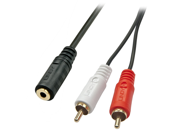 Lindy Adapter 3,5mm - 2xRCA - 25 cm 3,5mm Hun/Female - 2xRCA Han/Male 