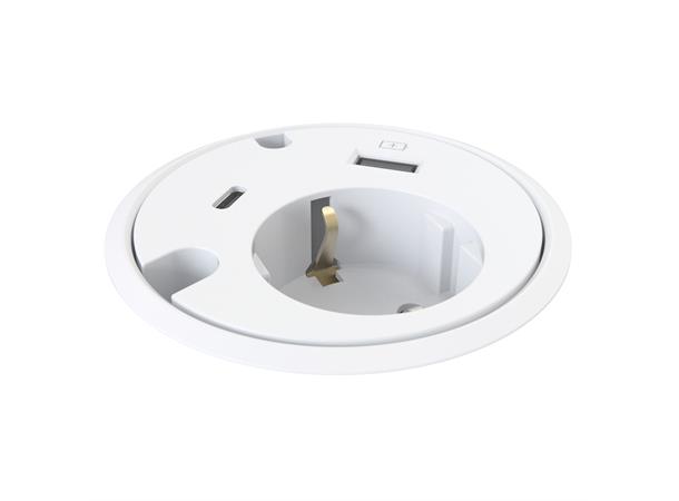 Kondator Powerdot - Strøm USB USB-C 2 x Gjennomføringer Hvit