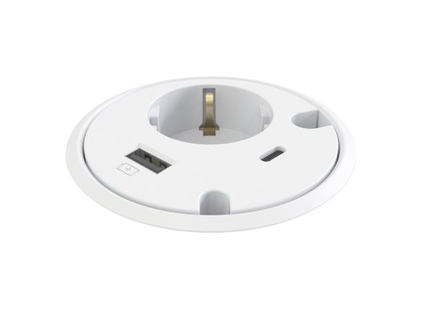 Kondator Powerdot - Strøm USB USB-C 2 x Gjennomføringer Hvit