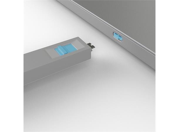 Lindy USB C Port Blocker KIT Blå Nøkkel og 4 låser