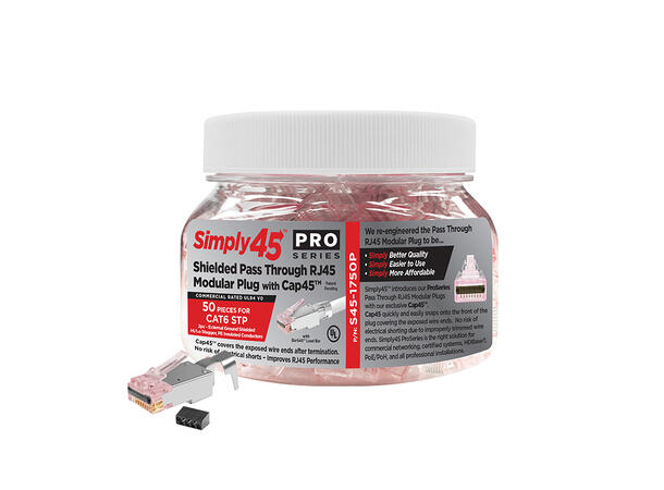 Simply45 - RJ45 - Pro CAT 6 / 6A STP Pass Through - Cap45™ & BarS45™ - 50 stk 