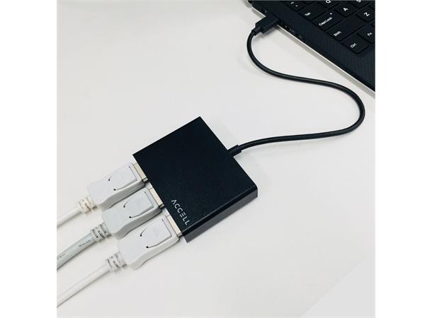 Accell USB-C > 3 x DisplayPort MST Hub USB-C 4K@30Hz HDCP 1.3