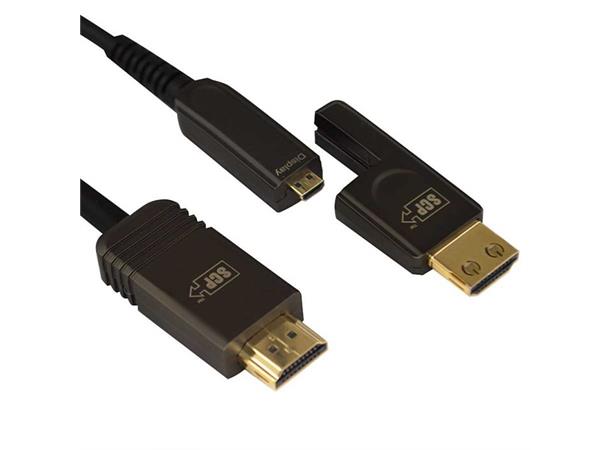 SCP HDMI Hybridkabel - 20 m LSZH Sort HDMI Fiber/Kobber 18Gbps HDCP2.2 Detach 