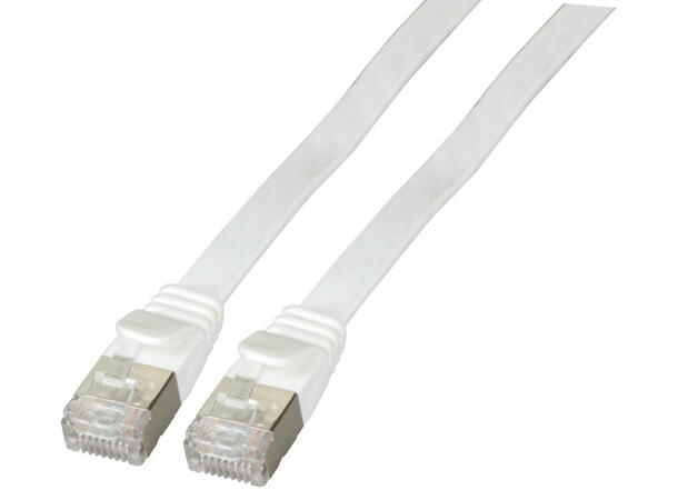 U/FTP Patch Cat.6A -  0,5 m Hvit Flat Nettverkskabel 10 Gbit 