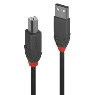 Lindy USB2 Kabel A-B -  7,5 m Anthra Line A-B USB Kabel Sort