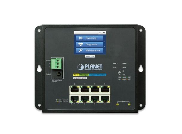 Planet Switch 8-p Gigabit+ 2xSFP Industri Vegg LCD Touch IPv6/IPv4 IGMP 