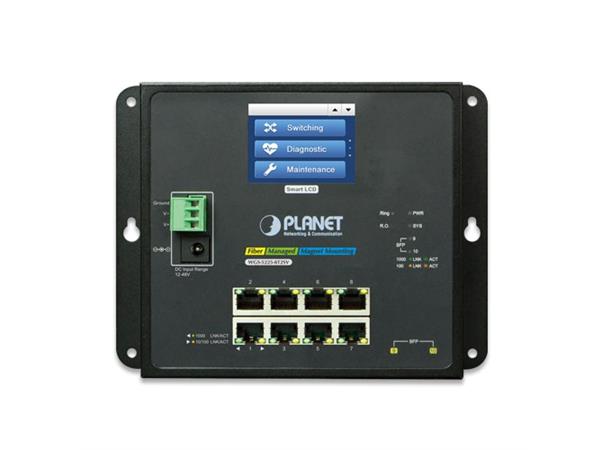 Planet Switch 8-p Gigabit+ 2xSFP Industri Vegg LCD Touch IPv6/IPv4 IGMP 