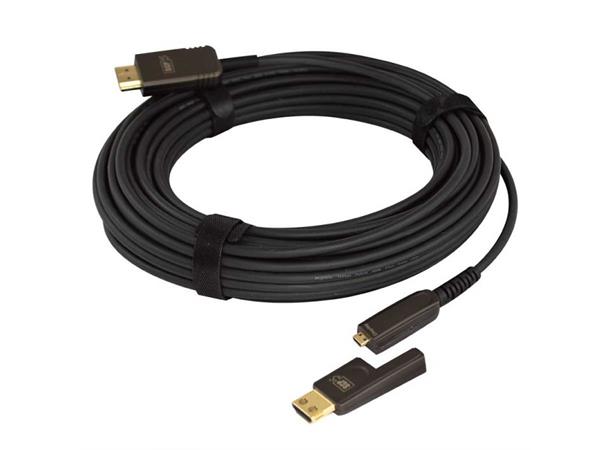 SCP HDMI Hybridkabel - 10 m LSZH Sort HDMI Fiber/Kobber 18Gbps HDCP2.2 Detach 