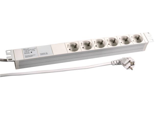 EFB Strømskinne 19" 6xSchuko 2,0 m PDU 1xSchukokabel Metall 