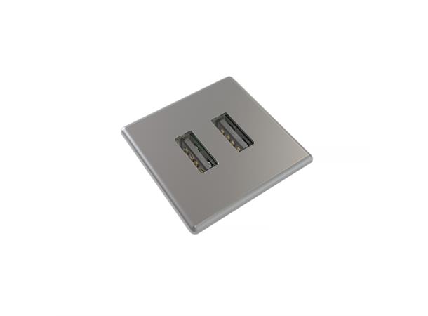 Kondator Powerdot MICRO Kvadrat- 2x USB 30x30mm, 5V, 2000 mA, Antrasitt