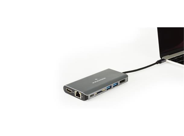 Kramer Adapter USB-C >DP/2xUSB/ HDMI USB-C>DP HDMI 2xUSB3.0 PD RJ45 SDkort 4K 