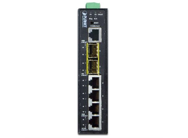 Planet Switch4-P Gigabit Managed + 2xSFP Layer2+/L4  Industri IP30 DIN IPv6 