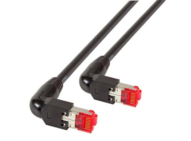 S/FTP Patch Cat.6A - 30 m Sort 2x kontakt 90° vinklet