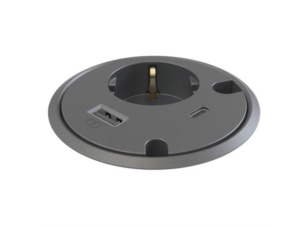 Kondator Powerdot - Strøm - USB - USB-C 2 x Gjennomføringer Sort