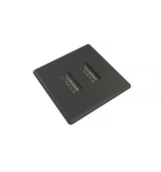 Kondator Powerdot MICRO Kvadrat- 2x USB 30x30mm,  Total 5v, 2000 mA, Sort