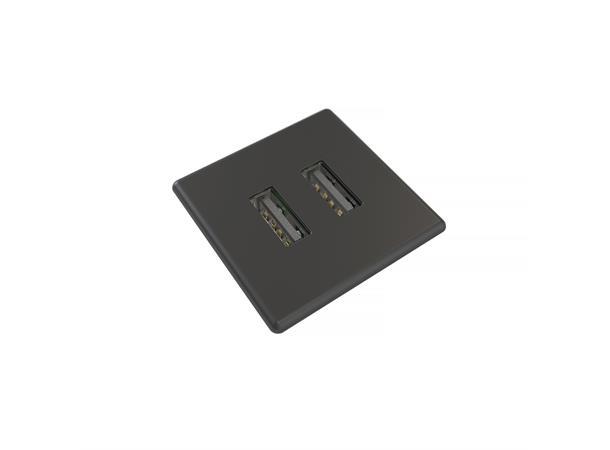 Kondator Powerdot MICRO Kvadrat- 2x USB 30x30mm,  Total 5v, 2000 mA, Sort