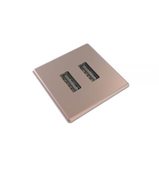 Kondator Powerdot MICRO Kvadrat - 2x USB 30x30mm, 5V, 2000 mA, Rosa Gull