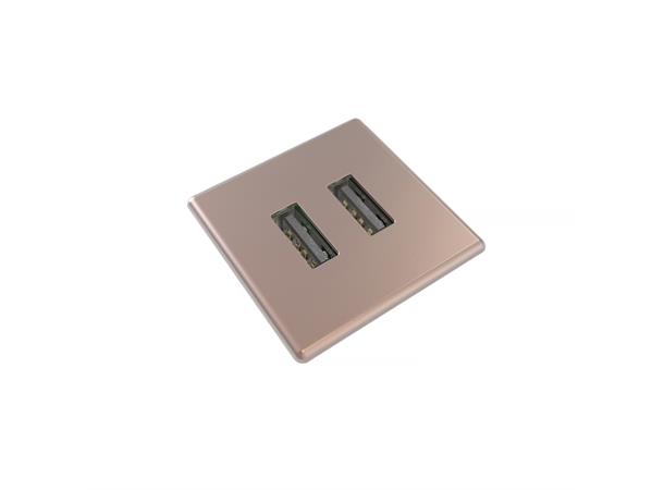 Kondator Powerdot MICRO Kvadrat - 2x USB 30x30mm, 5V, 2000 mA, Rosa Gull
