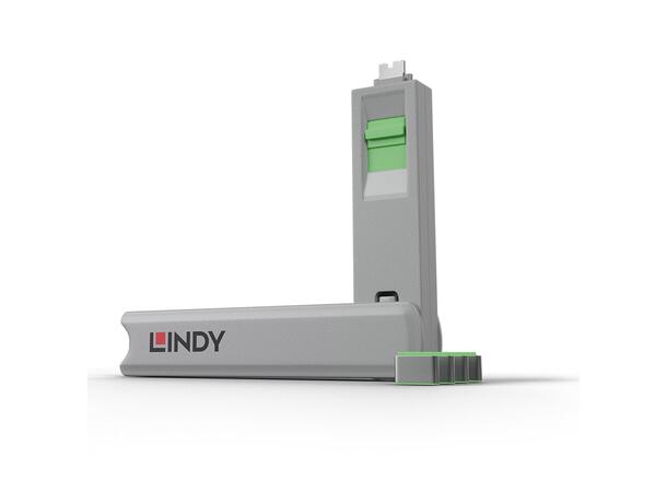Lindy USB C Port Blocker KIT Grønn Nøkkel og 4 låser 